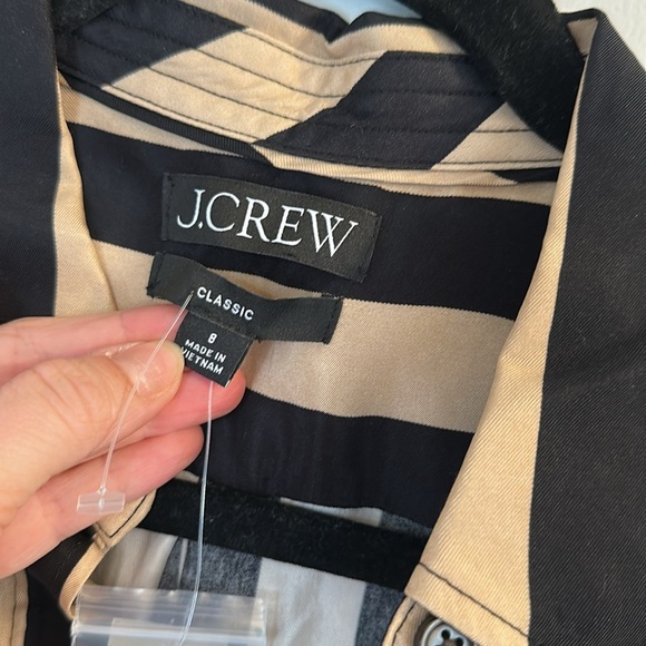 J Crew Classic fit cupro blend shirt in stripe Tan Black Button Down 8 NWT - Picture 5 of 7